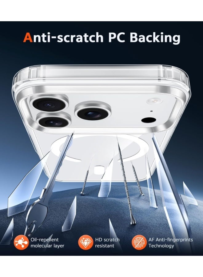 جراب لهاتف Apple iPhone 17 Pro-Max: جراب هاتف مغناطيسي شفاف مع واقي شاشة متوافق مع Magsafe Slim Anti-Yearing ومضاد للصدمات ومضاد للاصفرار (شفاف) - Image 5